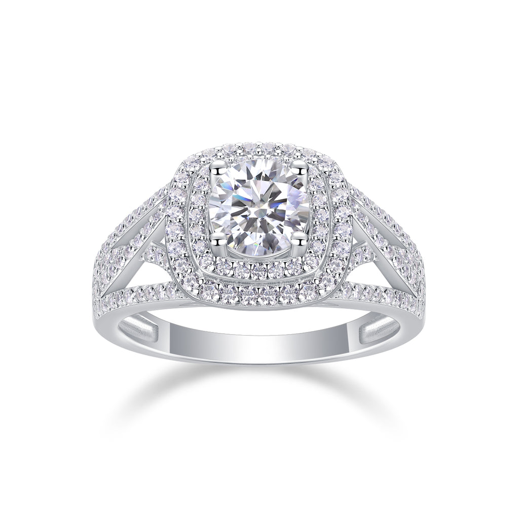 Supreme Charm - A Wedding Ring Set With 1-carat Top-quality Moissanite S925 Silver And Platinum-plated Diamond Can Be Tested With A Diamond Pen