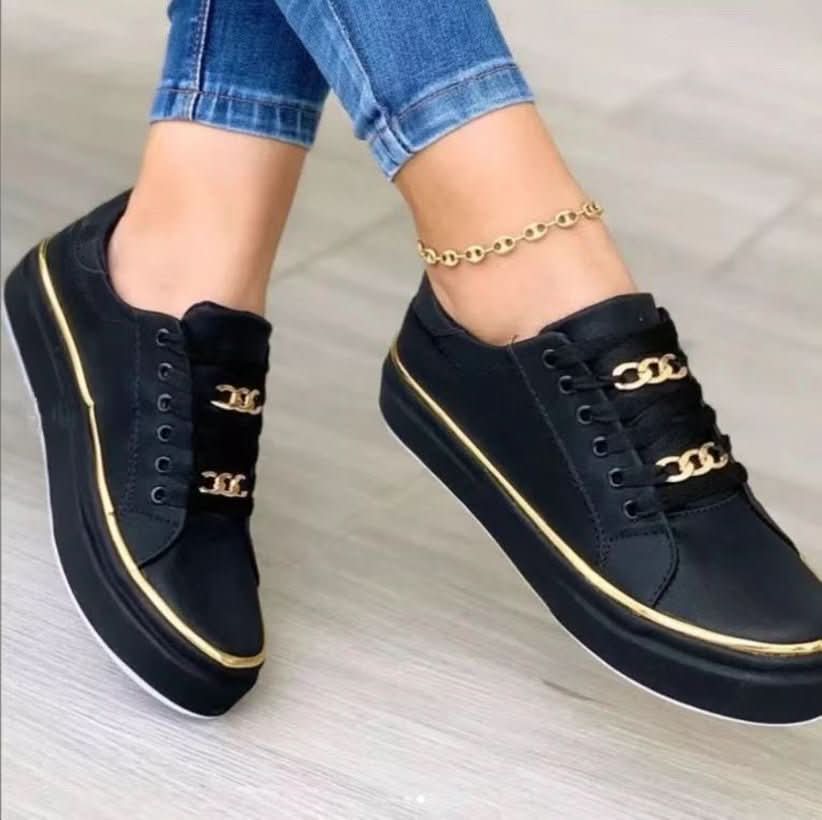 Chain Flats Shoes Thick Bottom Loafers For Walking Sports Shoes For Women - Eshtree