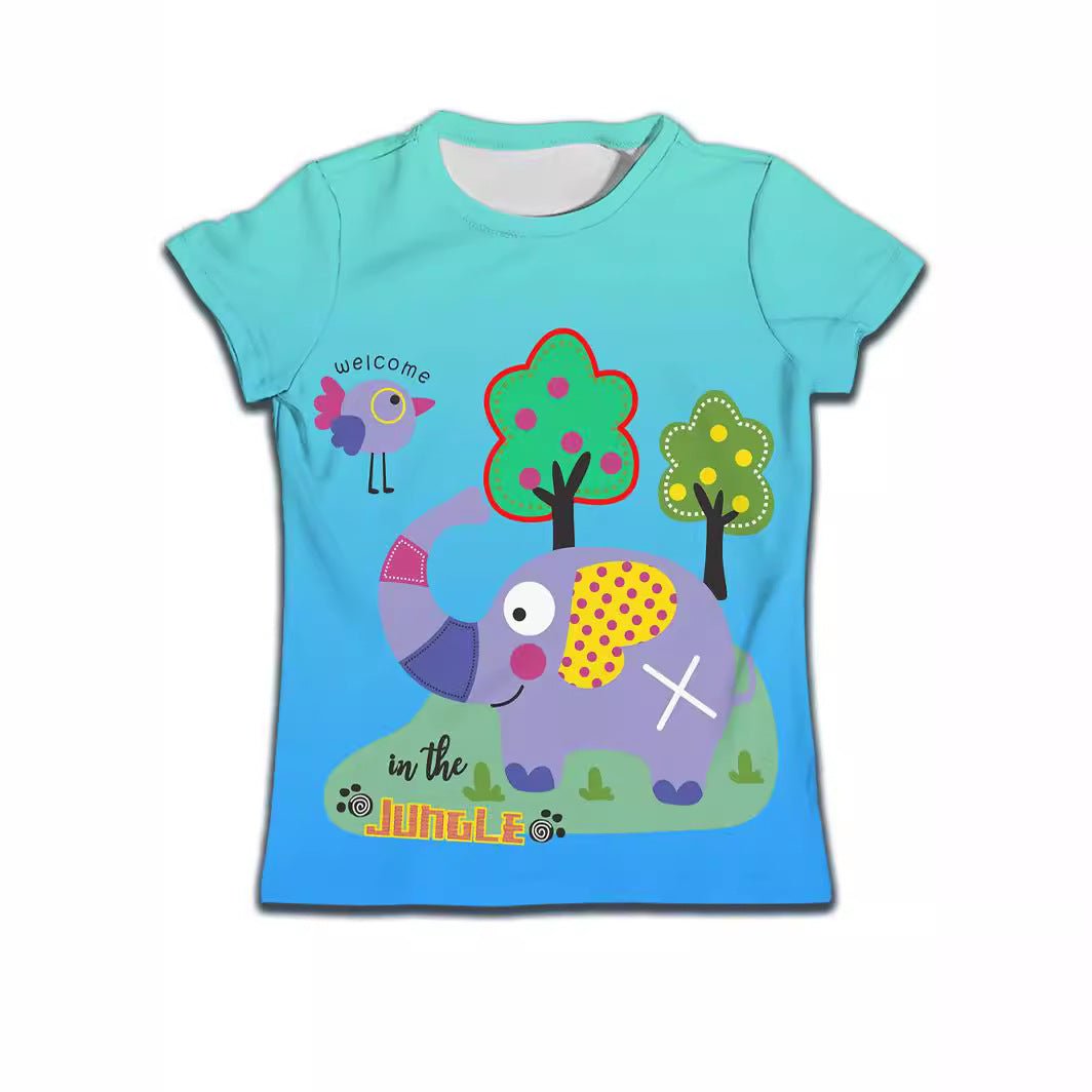 Children Boy T-shirt Clothes Casual Soft T-shirt Cute Cat Cartoon Pattern - Eshtree