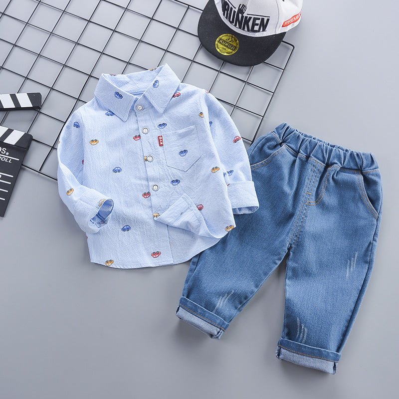 Children's Clothing Autumn Korean Style Autumn Clothing Casual Shirt Two - piece Boy Suit - Eshtree