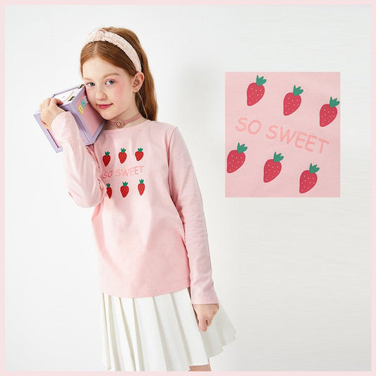 Children's Clothing Girls T-shirts Long - sleeved Girls Big Kids Sweet Cotton Bottoming Shirt - Eshtree