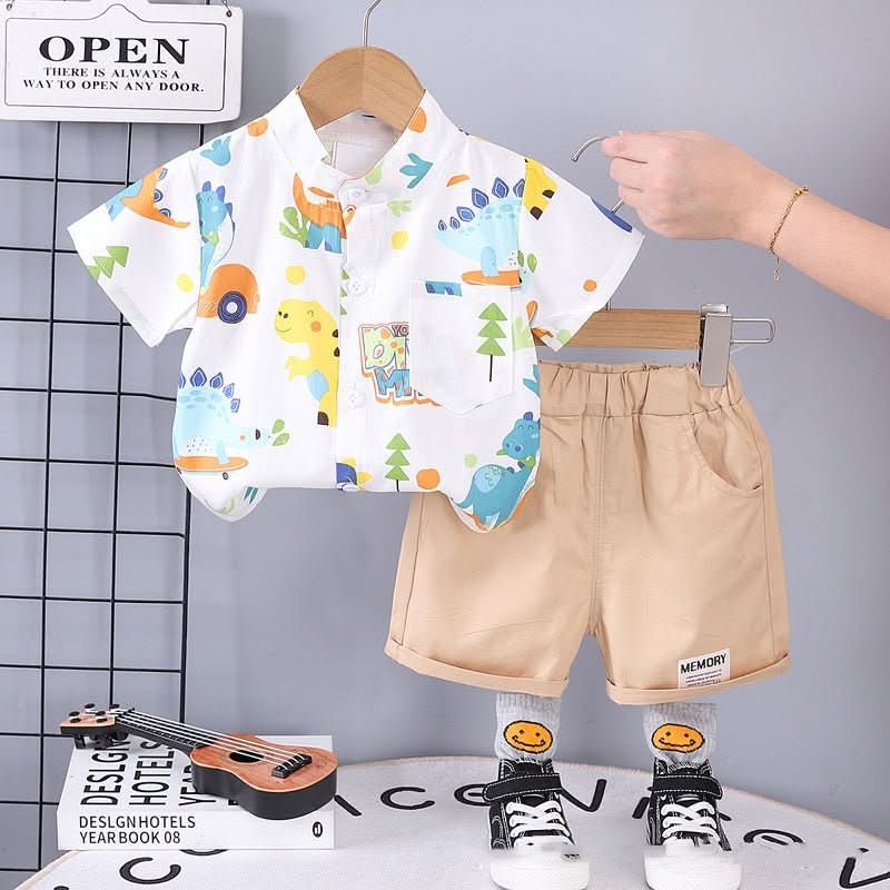 Children's Clothing Summer New Suit Children Cotton Clothes Baby Short Sleeve Shirt - Eshtree