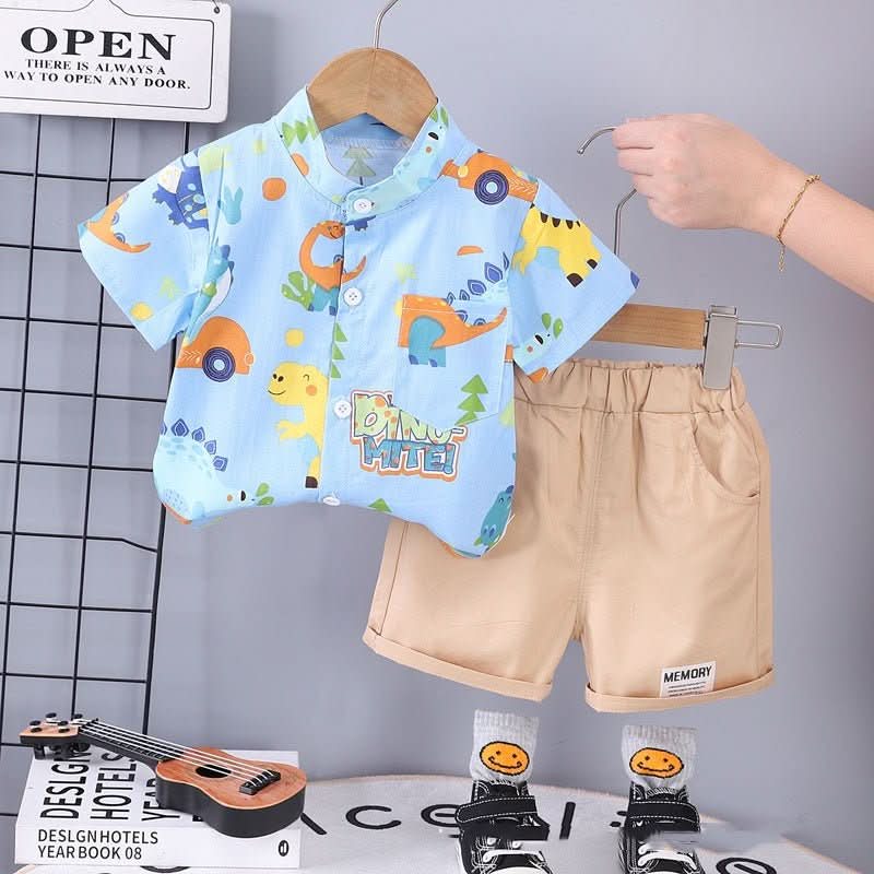 Children's Clothing Summer New Suit Children Cotton Clothes Baby Short Sleeve Shirt - Eshtree