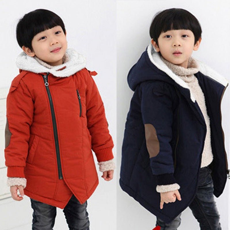 Children's Cotton - padded Jacket Plus Velvet Mid - length Cotton Jacket - Eshtree