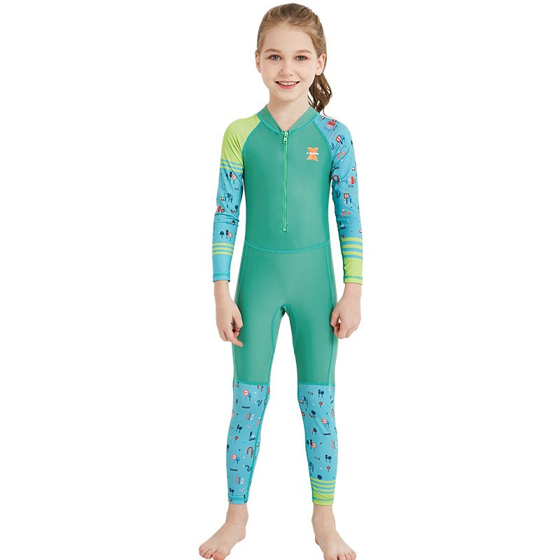 Children's quick - drying diving suit girls boys conjoined long - sleeved snorkeling suit swimwear size children's swimwear sunscreen swimsuit - Eshtree
