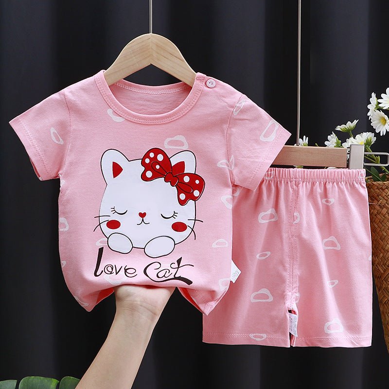 Children's Short - sleeved Suit Cotton T-shirt Baby Baby Clothes - Eshtree