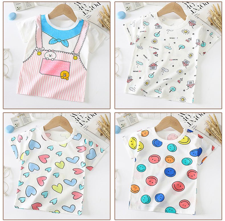 Children's Short - sleeved T-shirt cotton Baby Half - sleeved Bottoming Shirt - Eshtree