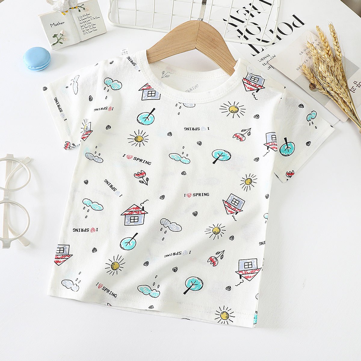 Children's Short - sleeved T-shirt cotton Baby Half - sleeved Bottoming Shirt - Eshtree