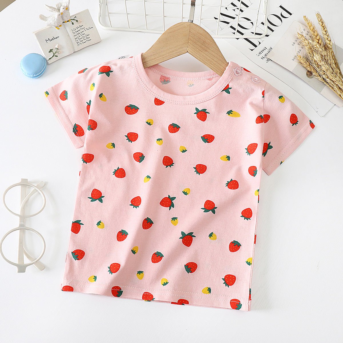 Children's Short - sleeved T-shirt cotton Baby Half - sleeved Bottoming Shirt - Eshtree