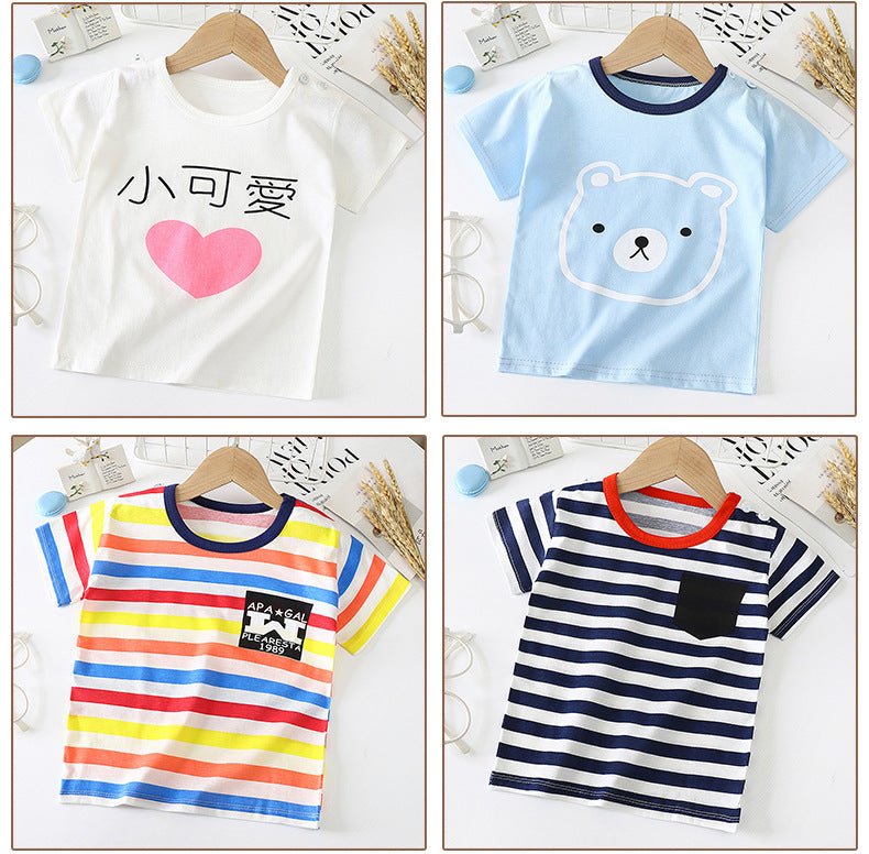 Children's Short - sleeved T-shirt cotton Baby Half - sleeved Bottoming Shirt - Eshtree