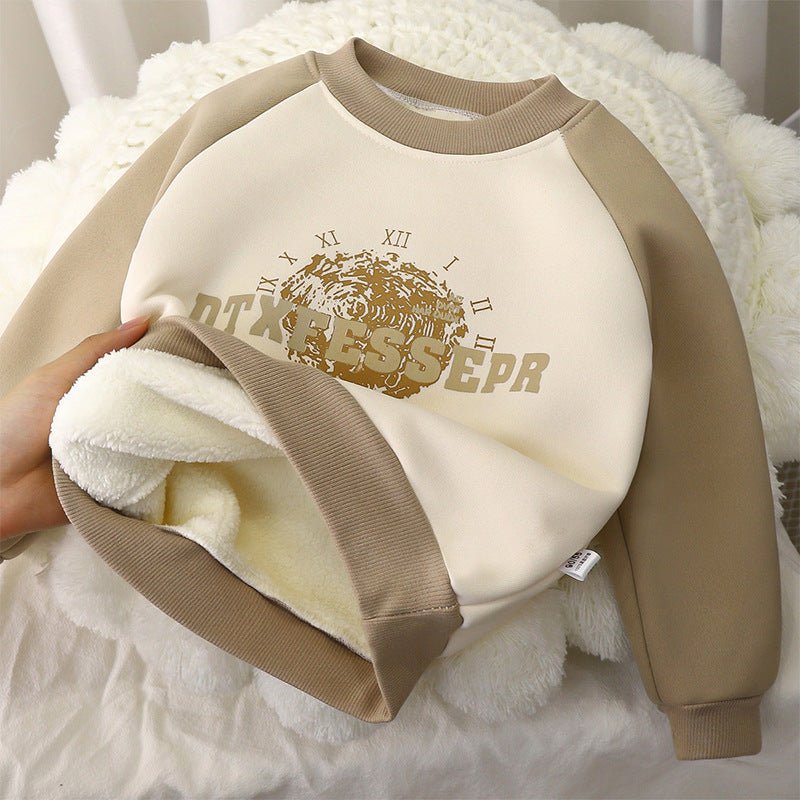 Children's Sweater Fleece - lined Autumn And Winter New Boys Thickened Thermal Outerwear - Eshtree