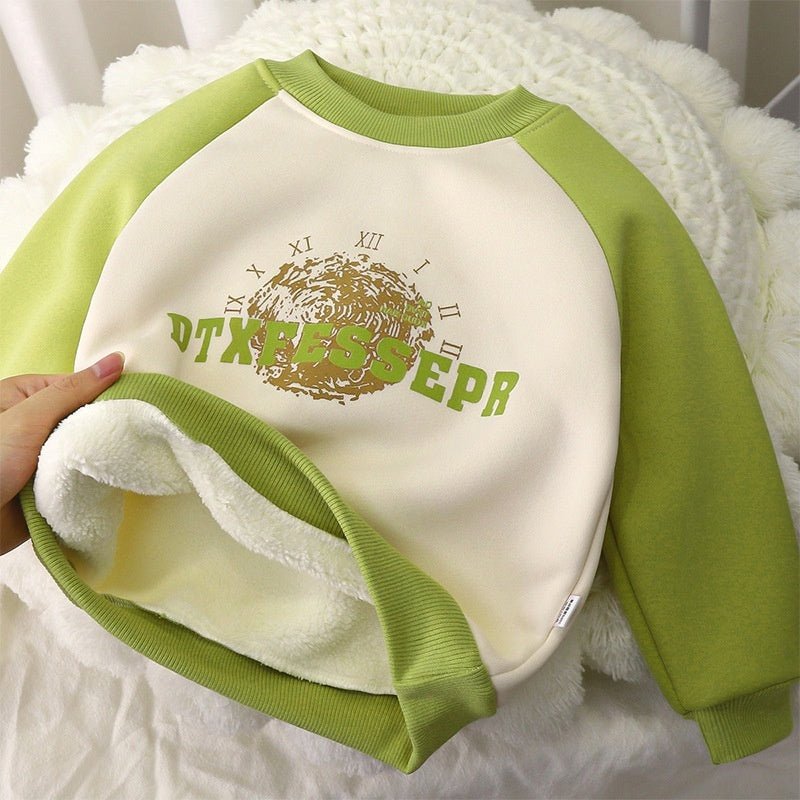 Children's Sweater Fleece - lined Autumn And Winter New Boys Thickened Thermal Outerwear - Eshtree