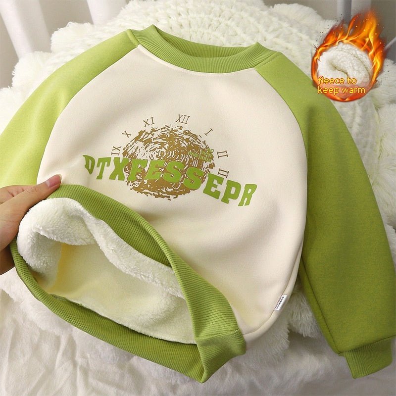 Children's Sweater Fleece - lined Autumn And Winter New Boys Thickened Thermal Outerwear - Eshtree