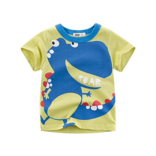 Children's top cartoon T-shirt with round neck and short sleeve - Eshtree
