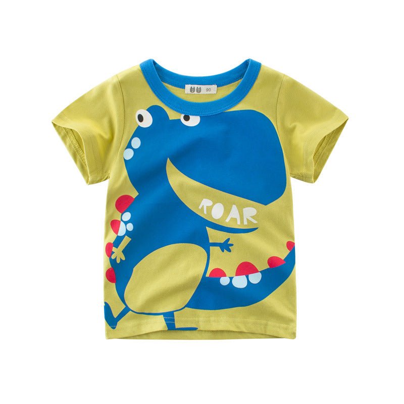 Children's top cartoon T-shirt with round neck and short sleeve - Eshtree