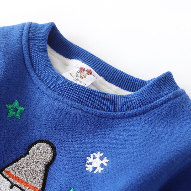 Christmas snowman plus velvet padded baby sweater - Eshtree