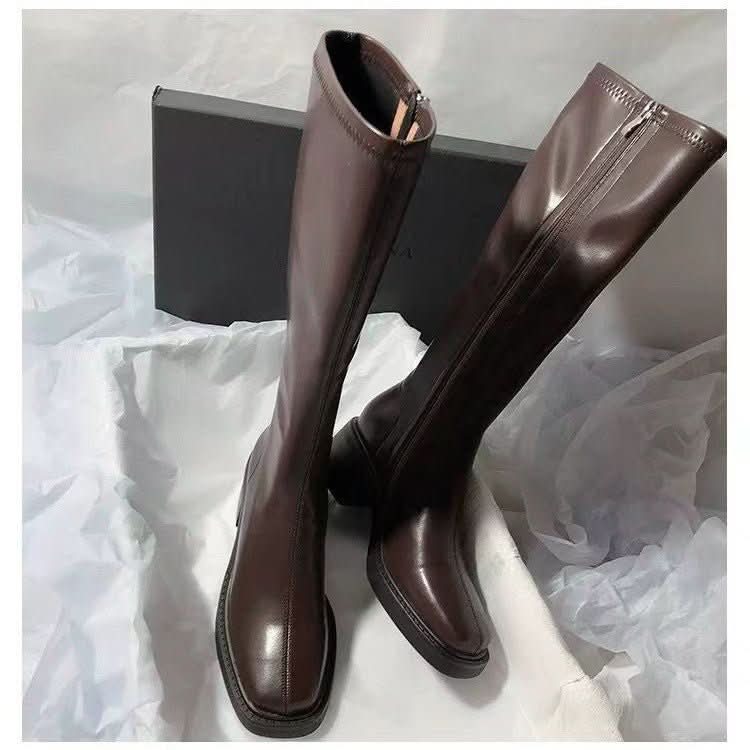 Chunky - Heeled Fashionable Square - Toe Over - the - Knee Boots - Eshtree