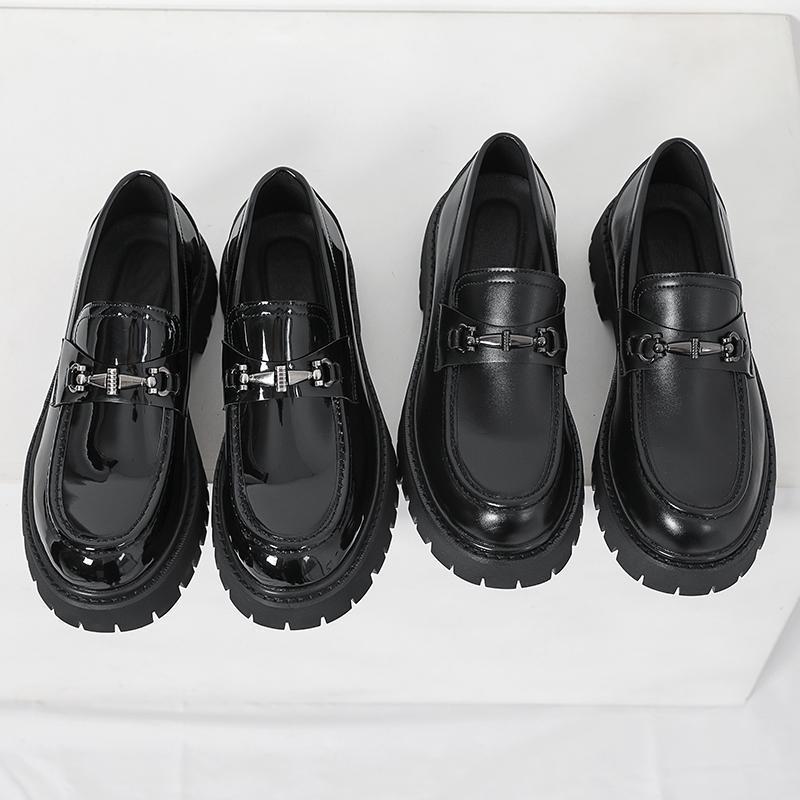 Chunky - soled Height - increasing British - style Business Loafers With A Wide Toe - Eshtree