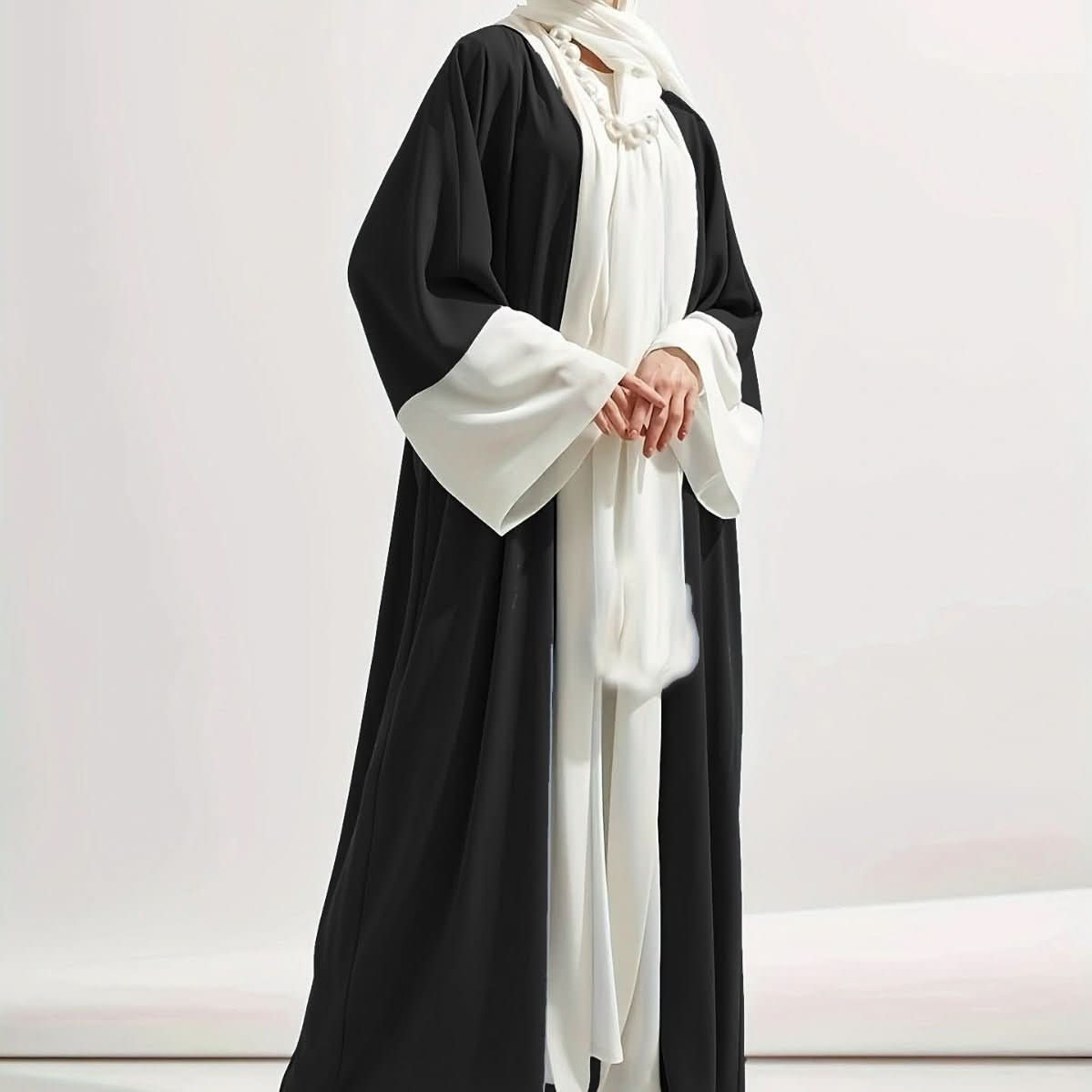 Clothing Contrast Color Cardigan Djellaba - Eshtree