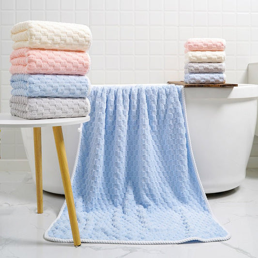 Cloud Lattice Coral Fleece Bath Towel Household - Eshtree
