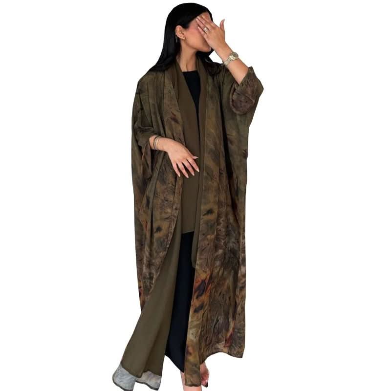 Coat Chiffon Printed Fashion Robe Shawl Dress Outer Wear Muslim Dubai - Eshtree