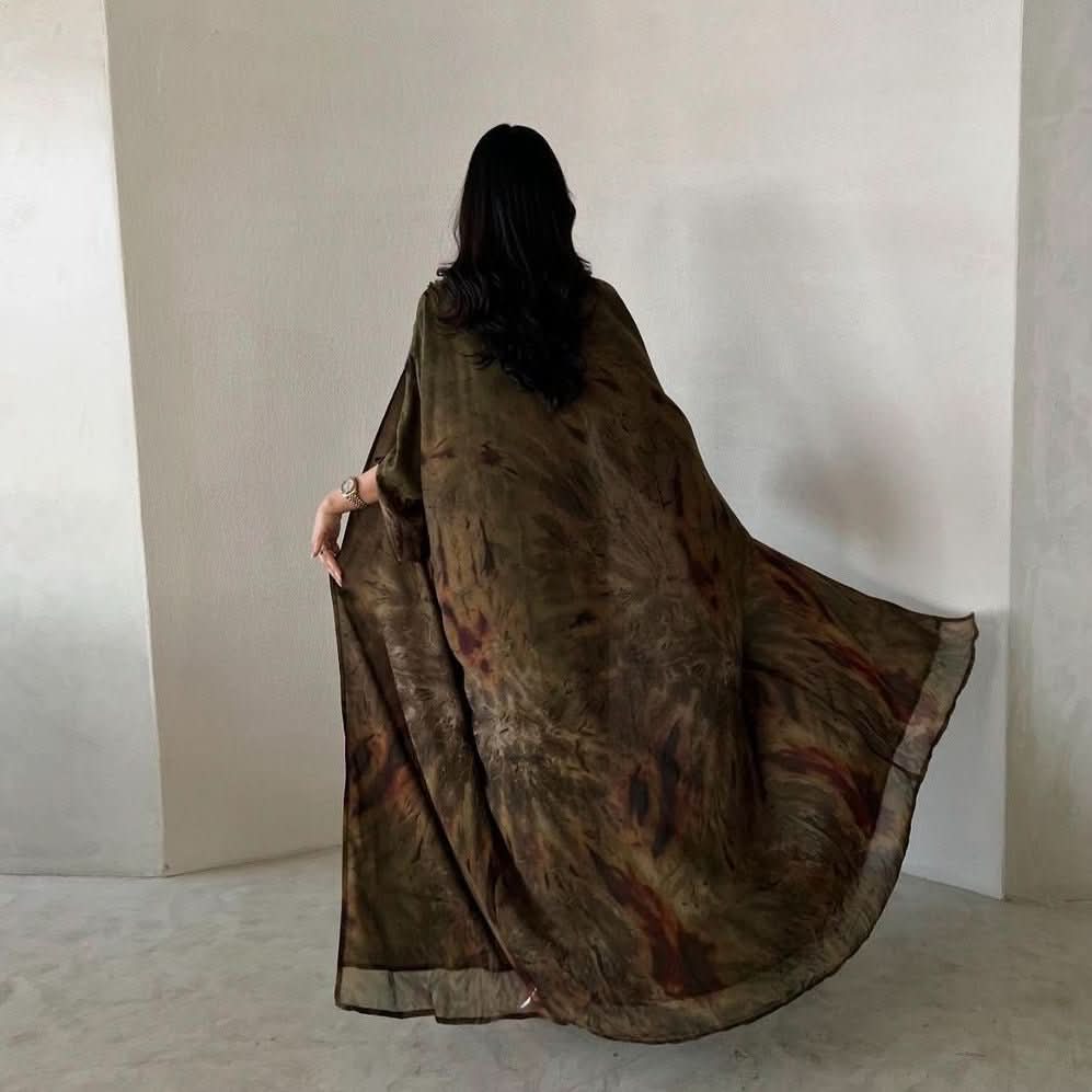Coat Chiffon Printed Fashion Robe Shawl Dress Outer Wear Muslim Dubai - Eshtree