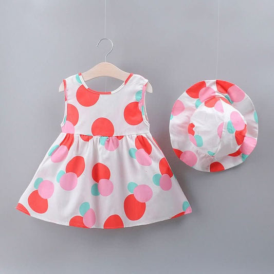 Color Dot Bow Sleeveless Tank Dress - Eshtree