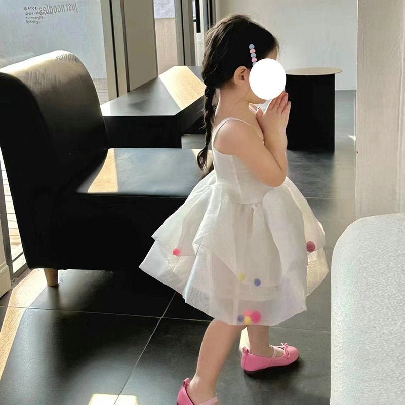 Colorful Fur Ball Sling Small Princess Dress - Eshtree