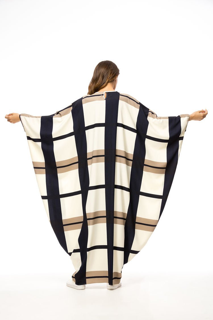 Contrast Stitching Bat Sleeve Loose Dress Muslim Mopping Skirt - Eshtree