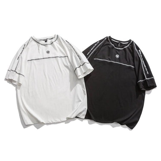 Contrasting Color Three - Dimensional Striped Short - Sleeved Half - Sleeved Shirt - Eshtree