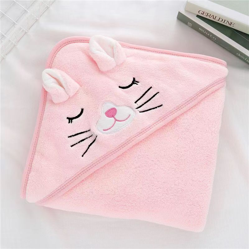 Coral Fleece Three - dimensional Cartoon Bath Towel Children Hoodie Cloak - Eshtree