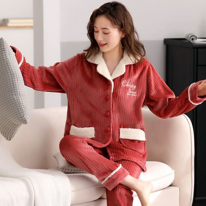 Coral Velvet Pajamas Two - piece Homewear - Eshtree