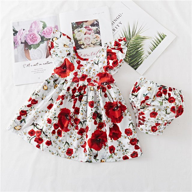 Cotton Baby Ruffled Floral Print Dress - Eshtree