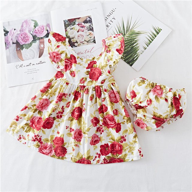 Cotton Baby Ruffled Floral Print Dress - Eshtree