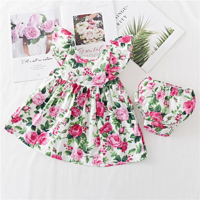 Cotton Baby Ruffled Floral Print Dress - Eshtree