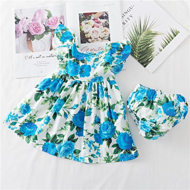 Cotton Baby Ruffled Floral Print Dress - Eshtree