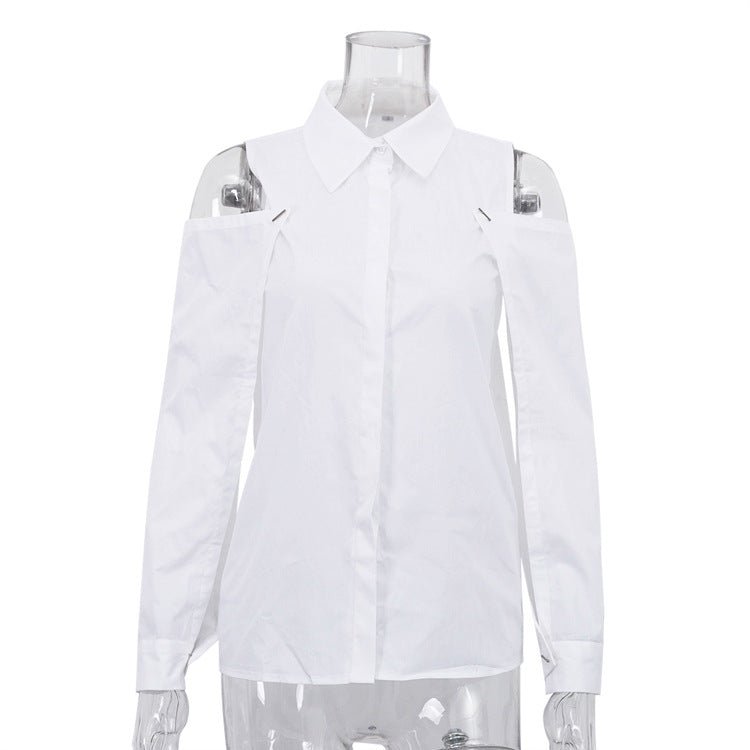 Cotton Detachable Long - sleeve Shirt With A Turn - down Collar - Eshtree