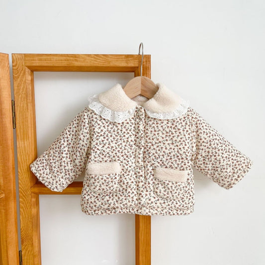Cotton Jacket Floral Quilted Cotton To Keep Warm And Velvet Baby Girl - Eshtree