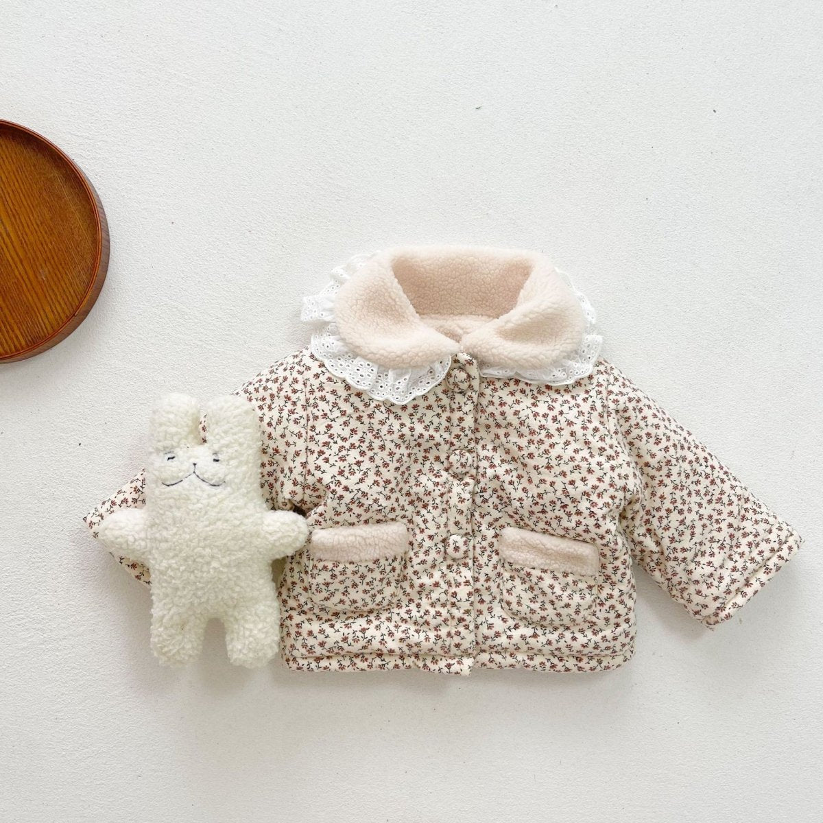 Cotton Jacket Floral Quilted Cotton To Keep Warm And Velvet Baby Girl - Eshtree