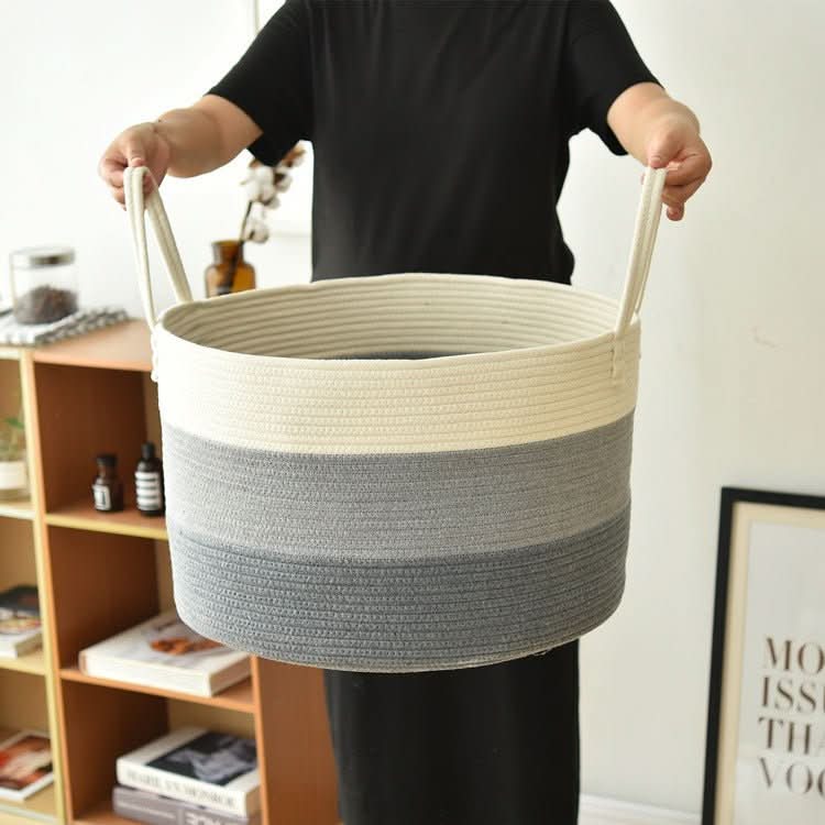 Cotton Rope Storage Basket Cotton Rope Basket, Toys, Sundries, Laundry Storage Basket - Eshtree