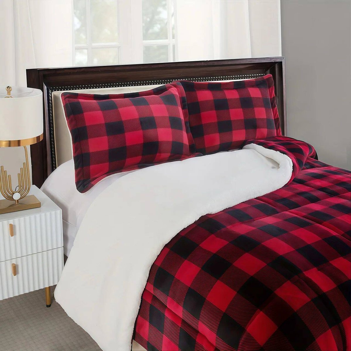 Cozy Sherpa Fleece Buffalo Plaid Blanket - Eshtree