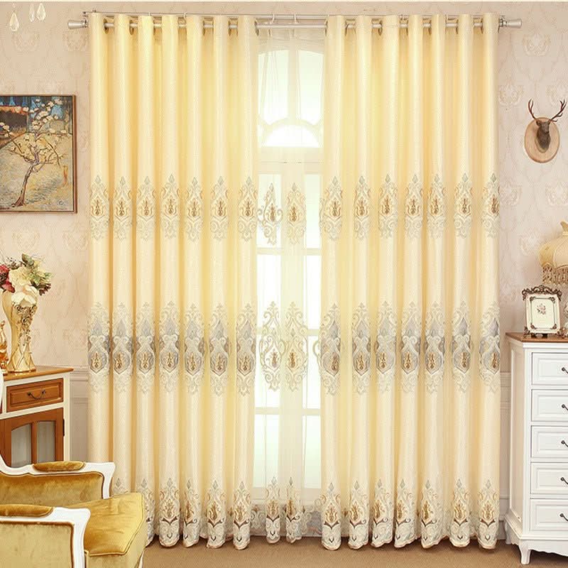 Crown European Embroidery Cloth Mesh Curtains Living Room Bedroom Simple - Eshtree