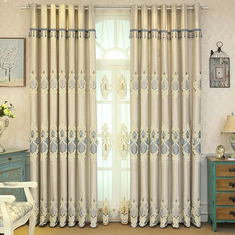 Crown European Embroidery Cloth Mesh Curtains Living Room Bedroom Simple - Eshtree