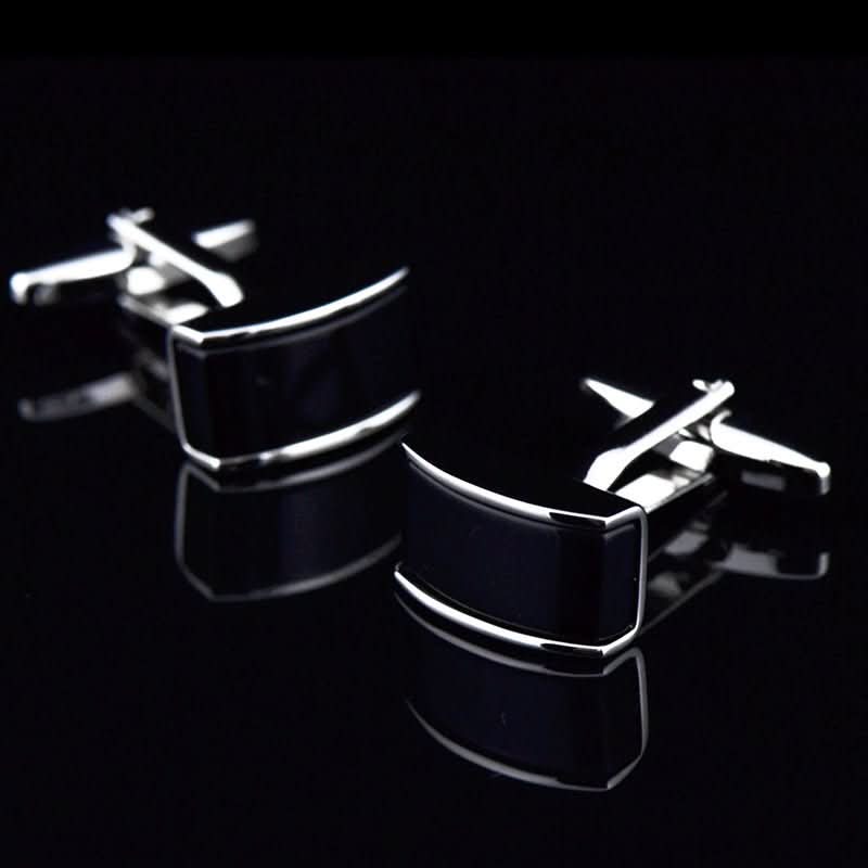 Curved Black Agate Cufflinks Cufflink - Eshtree