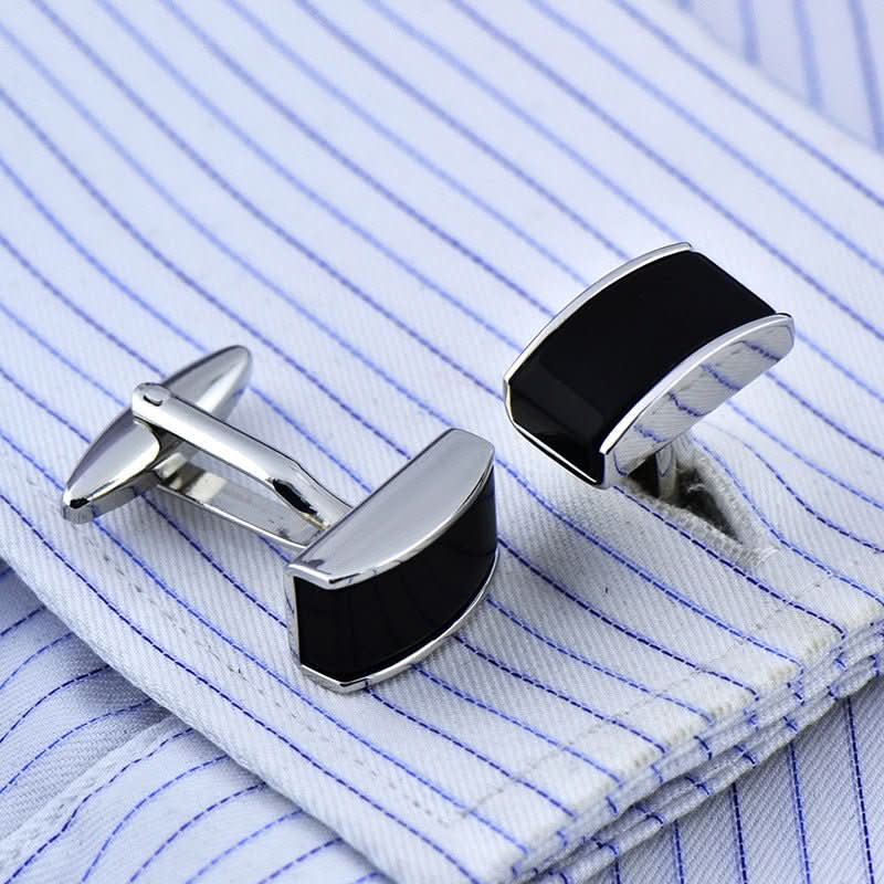 Curved Black Agate Cufflinks Cufflink - Eshtree