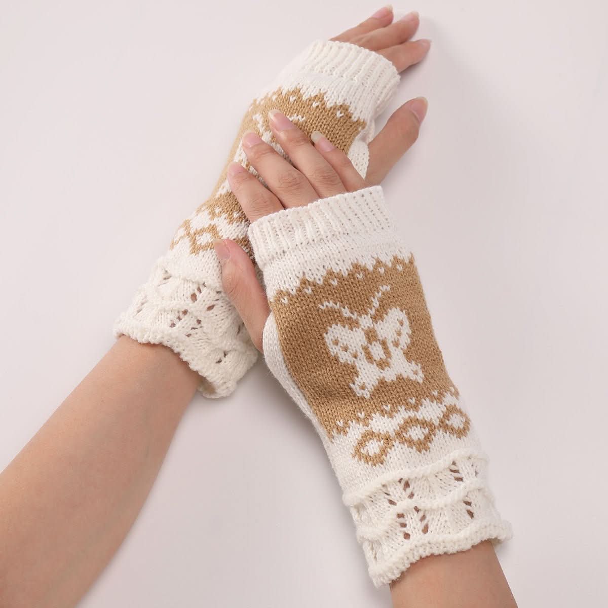 Cute Autumn And Winter Fashion New Butterfly Wool Warm Gloves - Eshtree