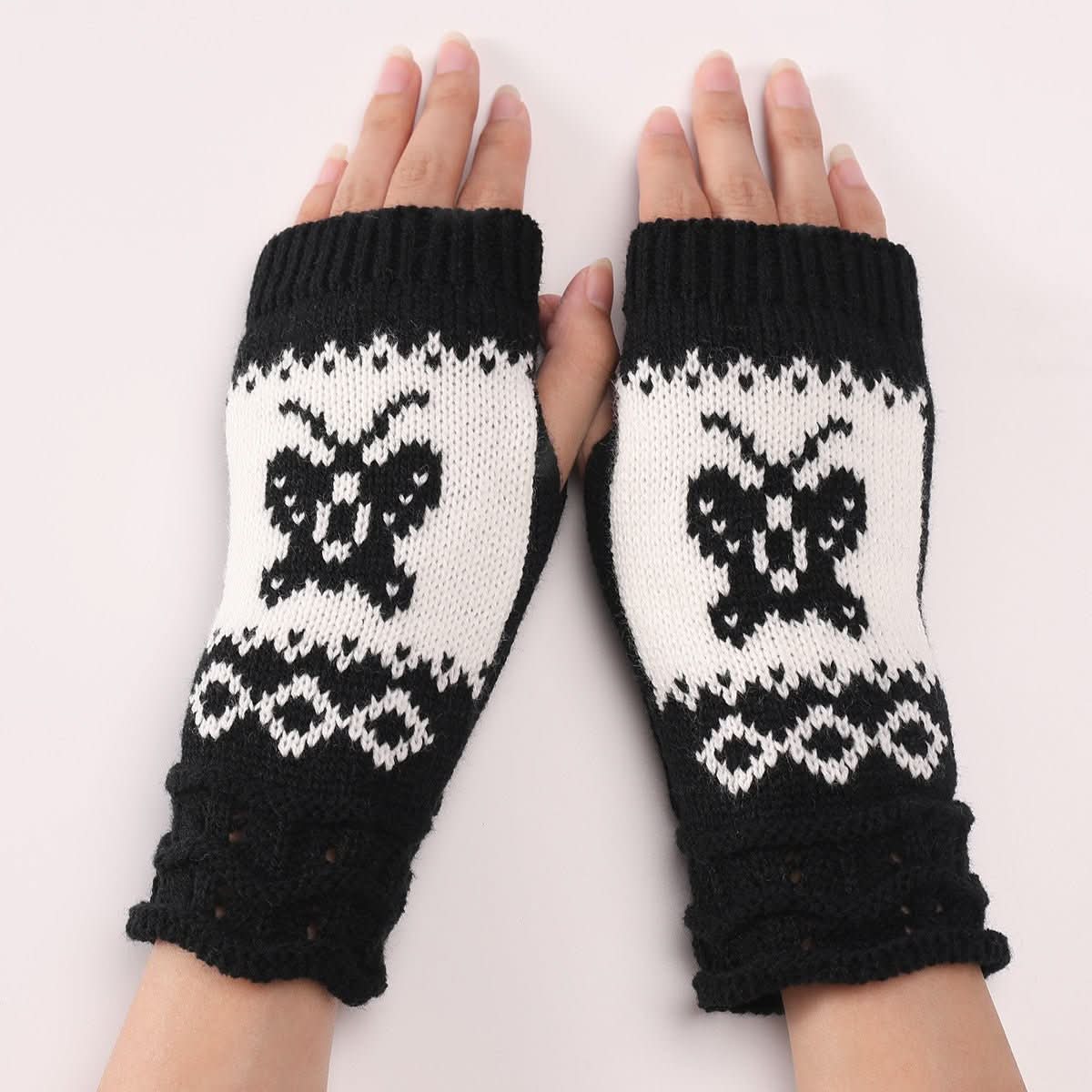 Cute Autumn And Winter Fashion New Butterfly Wool Warm Gloves - Eshtree