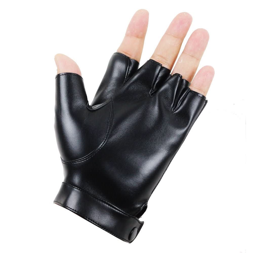 Cycling Leather Half - Finger Gloves For Men And Women Imitation Leather Half Leaky Fingerless Outdoor Fitness Non - Slip Driving - Eshtree