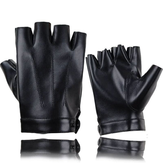 Cycling Leather Half - Finger Gloves For Men And Women Imitation Leather Half Leaky Fingerless Outdoor Fitness Non - Slip Driving - Eshtree