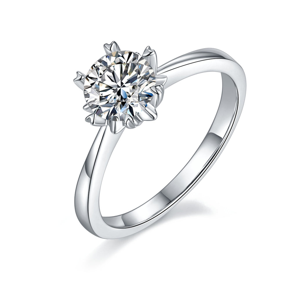 Dance Of Wind And Snow - A Wedding Ring Set With 1-carat Top-quality Moissanite S925 Silver And Platinum-plated Diamond. The Ring Can Be Inspected With A Diamond Pen